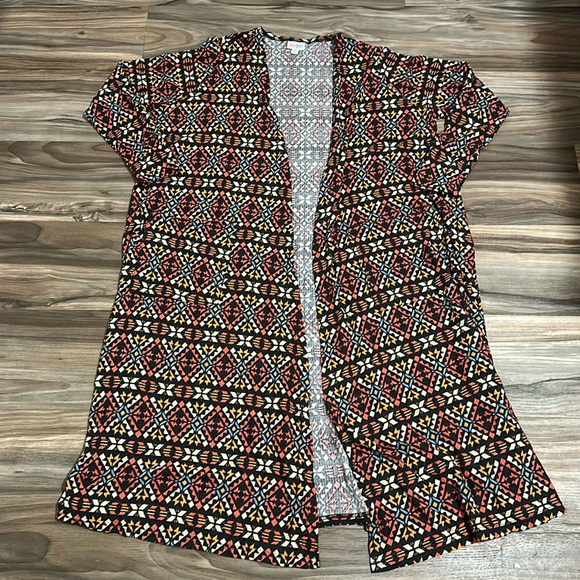 Lularoe Sarah black ribbed tribal print cardigan duster size XL NWOT - Picture 1 of 4